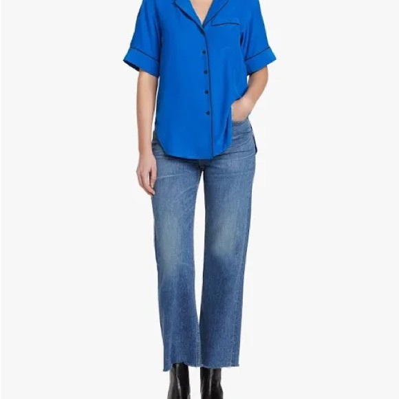 RAG & BONE Luca Silk PJ Top Blouse Large - Picture 2 of 8